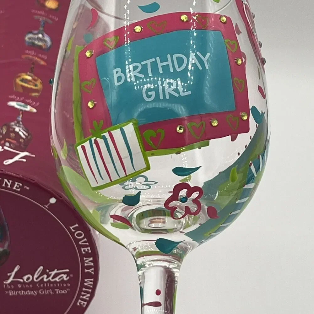 New Lolita Wine Glass GLS11-5511B Collection Birthday Girl Too 15oz Hand Painted - Picture 4 of 6